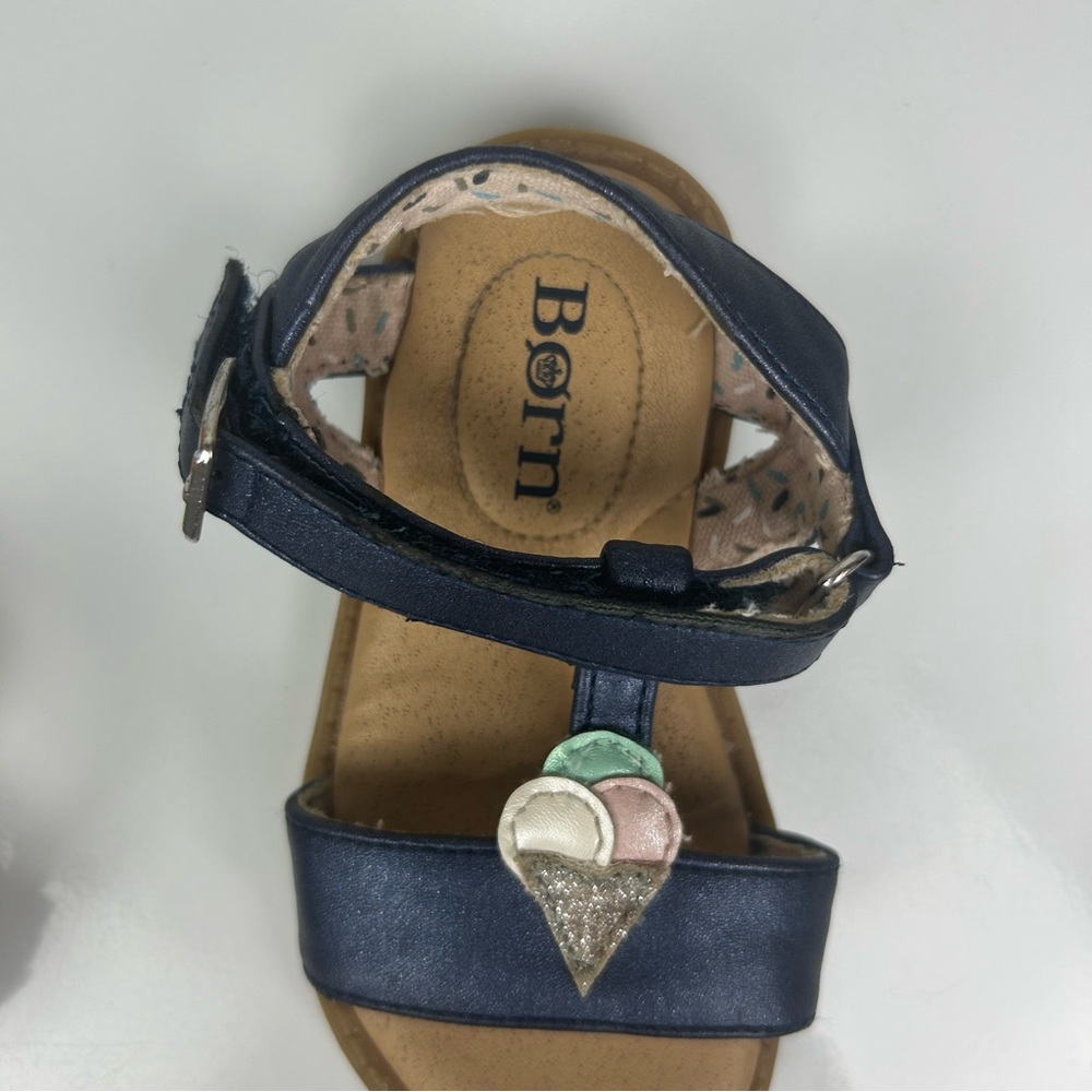 Born Sprinkles navy blue T sandal with ice cream cone toddler size 6 - Picture 7 of 16